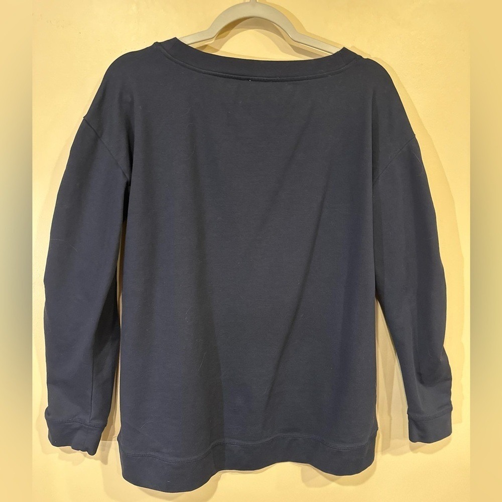 Talbots T‎ by Talbots Women's Navy Long Sleeve Ruched Shoulder Top Medium - Picture 5 of 7